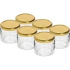 Borcan jos 330ml - cu capac auriu fi 82/6, 6buc. ['borcan jos', ' borcan de sticlă', ' borcan 330ml', ' capac twist-off', ' borcan pentru gemuri', ' recipient de depozitare', ' conserve de casă', ' borcan pentru hering', ' borcan pentru salată', ' borcan pentru desert']