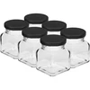 Borcan twist off 120ml - Patru colțuri fi 53 cu capac negru, 6 buc ['borcane pentru conserve', ' borcane 120ml', ' borcane cu capace twist-off', ' borcane cu capace click', ' set de borcane', ' borcane pentru conserve', ' borcane cu capace colorate', ' capace colorate', ' borcane pentru gemuri', ' borcane pentru condimente', ' borcan', ' borcan cu capac']