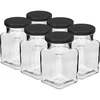 Borcan twist off 150ml Patru colțuri fi 53 cu capac negru, 6 buc. - 9 