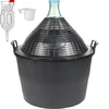 Set pentru vinificație de bază: damigeană de sticlă 34 L, în coș din plastic, cu dop și barbotieră - 8 