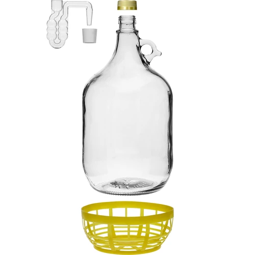 4 x Dama 5L cu dop, tub fermentare, capac și coș. - 4