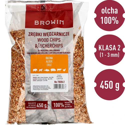 Așchii din lemn de arin pentru afumare/grătar, 450 g, clasa 2 - 3