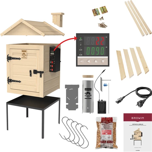 Afumătoare 115 L dragON Wood 60E din lemn, cu modul de încălzire electric și controler