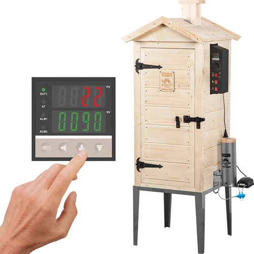 Afumătoare de grădină din lemn 200 L – dragON Wood 100E cu modul de încălzire electric și controler