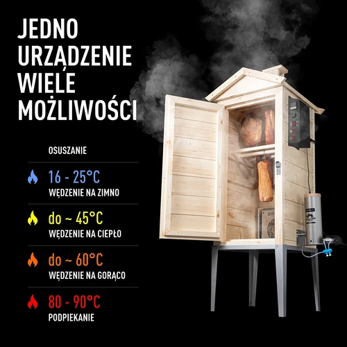 Afumătoare de grădină din lemn 200 L – dragON Wood 100E cu modul de încălzire electric și controler - 4