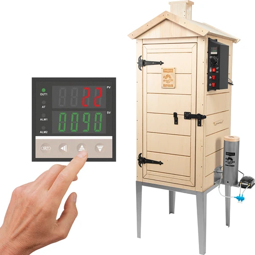 Afumătoare electrică dragON PLYWOOD NATURE 100E cu modul de încălzire și controler digital