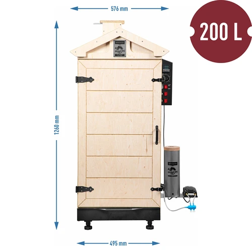 Afumătoare dragON PLYWOOD NATURE fără cadru, cu controler digital, 200 L - 8