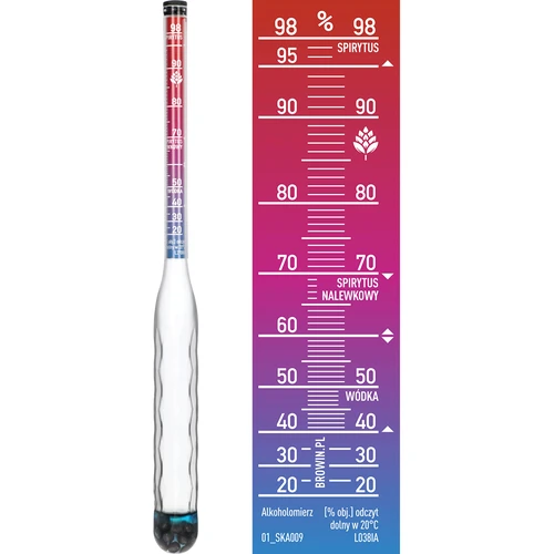Alcoolmetru care nu se sparge cu eprubetă, domeniu de măsurare 20–98% - 4