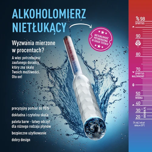 Alcoolmetru rezistent la spargere cu eprubetă, interval de măsurare 20-98% - 6