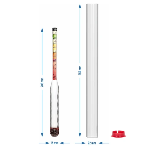 Areometru pentru zahăr necasant cu probetă, domeniu de măsurare: -5–35°Blg - 5