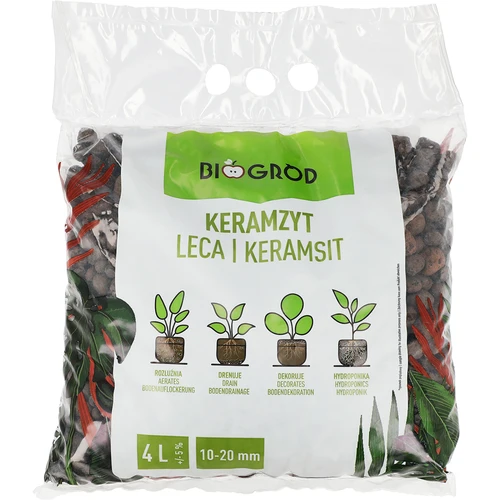 Argilă expandată pentru plante de ghiveci, grădinărit și păduri în sticlă 10–20 mm, 4L