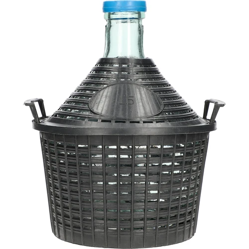 Balon de vin 5 L în coș de plastic
