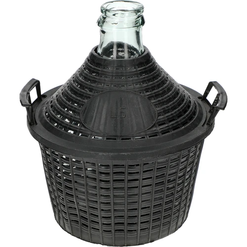 Balon de vin 5L în coș de plastic - 2