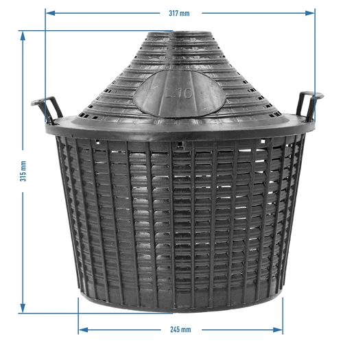 Balon pentru vin 10 L în coș de plastic - 6