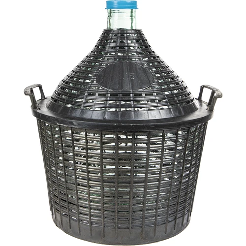 Balon pentru vin 15 L în coș de plastic