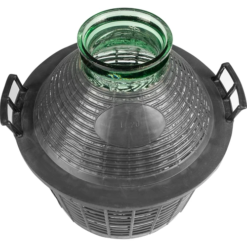 Balon pentru vin 20 L cu gât larg în coș de plastic - 3
