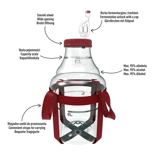 Balon pentru vin ușor, incasabil, cu curele, 10 L - 4
