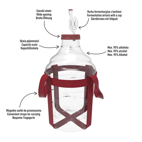 Balon pentru vin ușor, incasabil, cu curele, 25 L - 4
