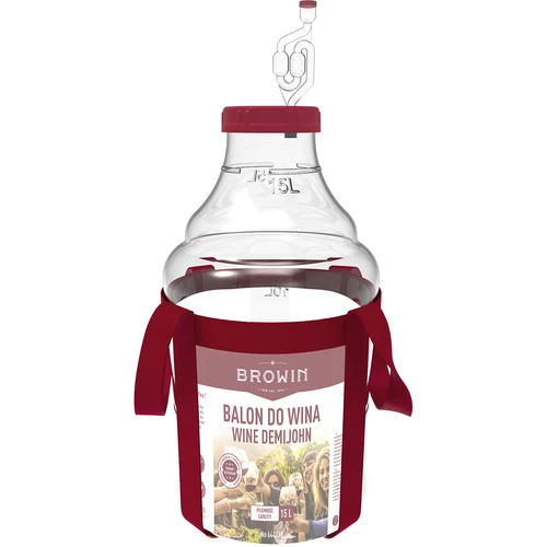 Balon pentru vin ușor, rezistent la spargere, cu curele, 15 L - 3