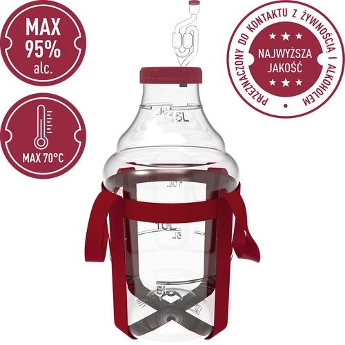 Balon pentru vin ușor, rezistent la spargere, cu curele, 15 L - 5