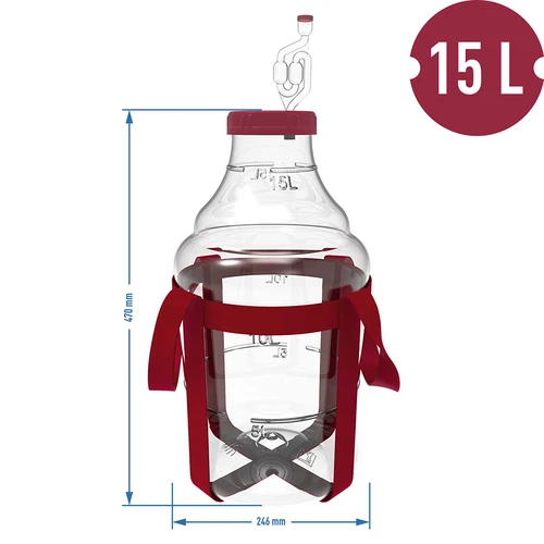 Balon pentru vin ușor, rezistent la spargere, cu curele, 15 L - 6