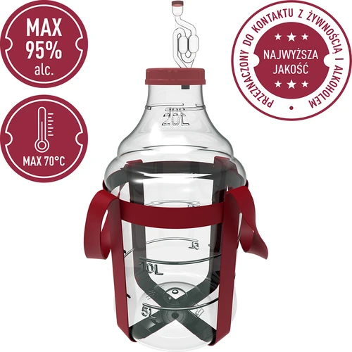 Balon pentru vin ușor, rezistent la spargere, cu curele, 20 L - 5