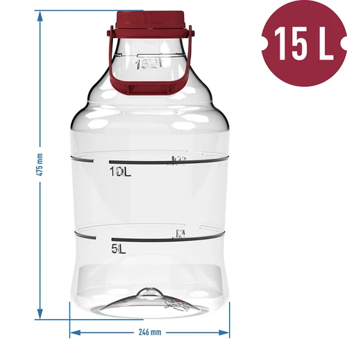 Balon pentru vin ușor, rezistent la spargere, cu mâner, 15 L - 6