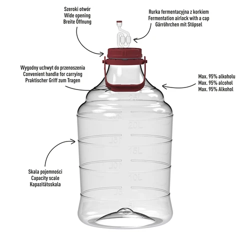 Balon pentru vin ușor, rezistent la spargere, cu mâner, 25 L - 4