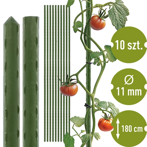 Bețe de grădină Bioogród – oțel acoperit, 1,8 m, fi 11 mm, 10 buc.