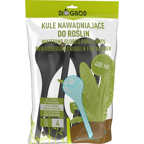 Bile de irigare pentru plante, negre mate, cu dop, 400ml, 4 buc. - 4