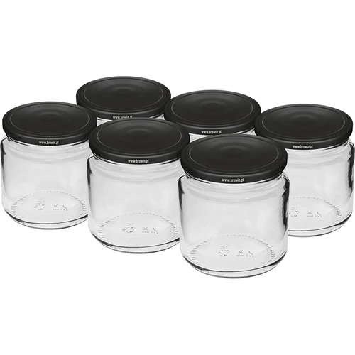 Borcan 212ml fi66/4 cu capac negru 6 buc.