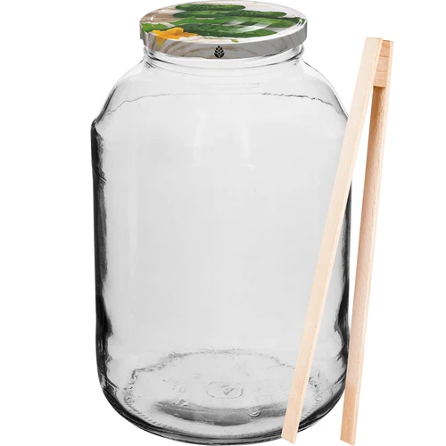 Borcan 4 L, capac colorat + furculiță sau clești