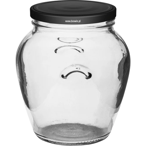Borcan Amfora 580 ml (fi 82) cu capac negru 6 buc. - 2