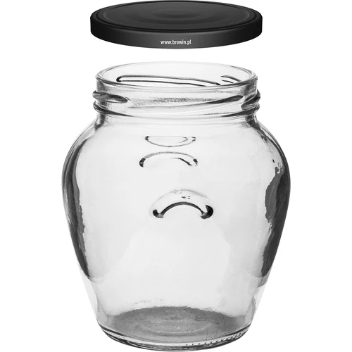Borcan Amfora 580 ml (fi 82) cu capac negru 6 buc. - 3
