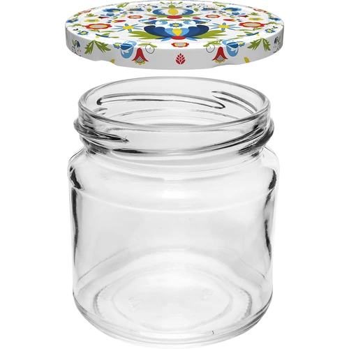 Borcan cu capacitate de 212 ml, cu capace colorate ø 66. - 2