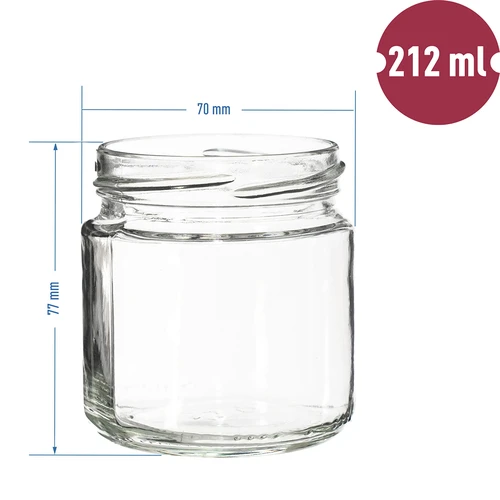 Borcan cu capacitate de 212 ml, cu capace colorate ø 66. - 7
