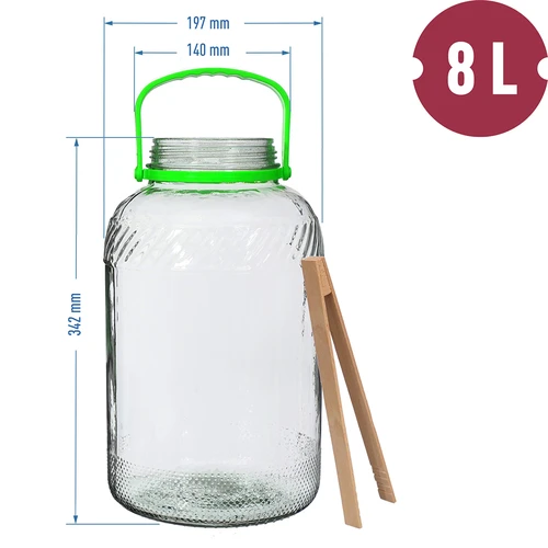 Borcan de sticlă 8 L, cu clești - 6