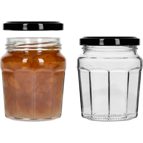 Borcan Dulceață 230ml cu capac negru fi63/4 - 6buc - 6