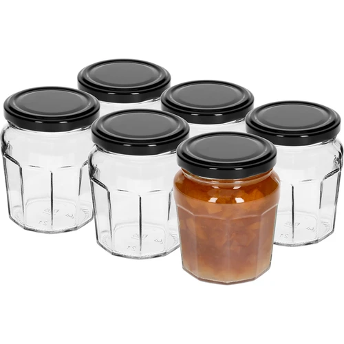Borcan Dulceață 230ml cu capac negru fi63/4 - 6buc - 2
