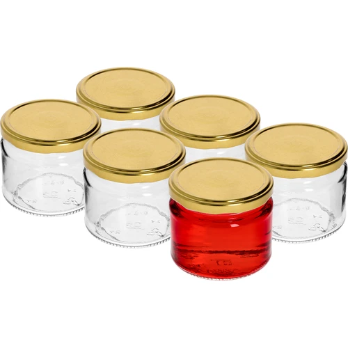 Borcan jos 330ml - cu capac auriu fi 82/6, 6buc. - 2