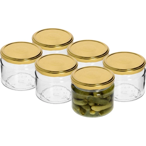 Borcan jos 330ml - cu capac auriu fi 82/6, 6buc. - 3