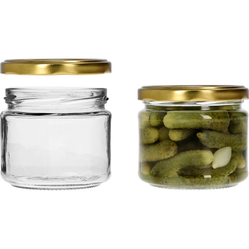 Borcan jos 330ml - cu capac auriu fi 82/6, 6buc. - 5