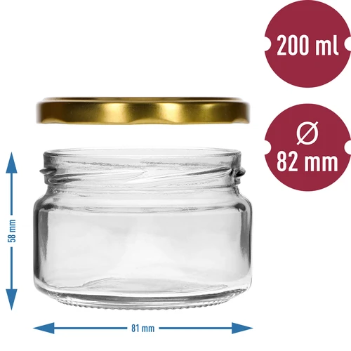 Borcan mic 200ml - cu capac auriu fi 82/6, 6buc. - 5