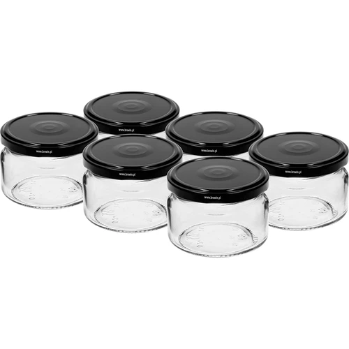 Borcan mic 200ml - cu capac negru fi 82/6, 6 buc.