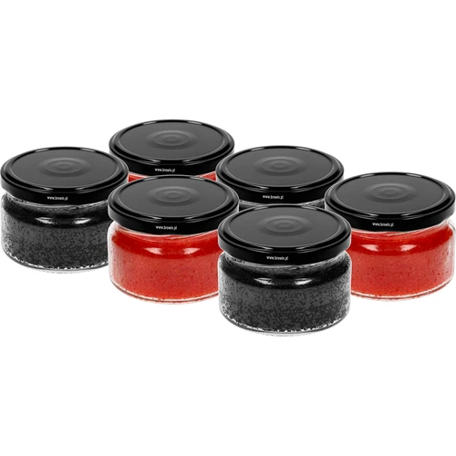 Borcan mic 200ml - cu capac negru fi 82/6, 6 buc. - 3