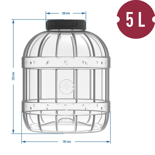 Borcan multifuncțional, rezistent la spargere, cu capac negru, 5L - 4