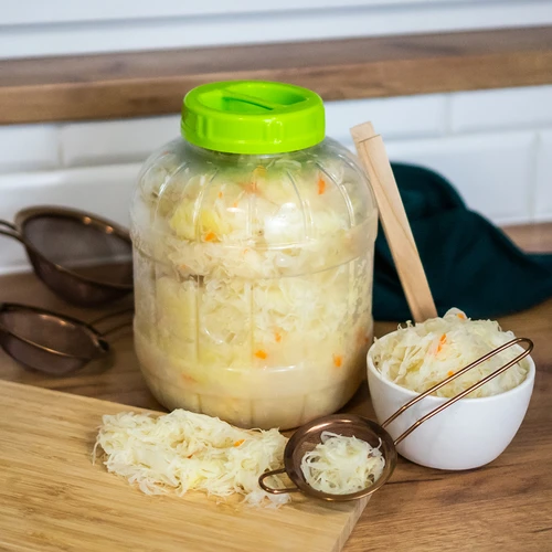 Borcan multifuncțional, rezistent la spargere, pentru murături + clești, 5L - 8