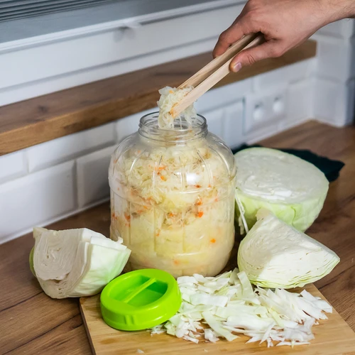 Borcan multifuncțional, rezistent la spargere, pentru murături + clești, 5L - 9