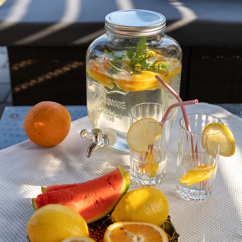 Borcan pentru limonadă, cu robinet - din sticlă, 4 L - 6