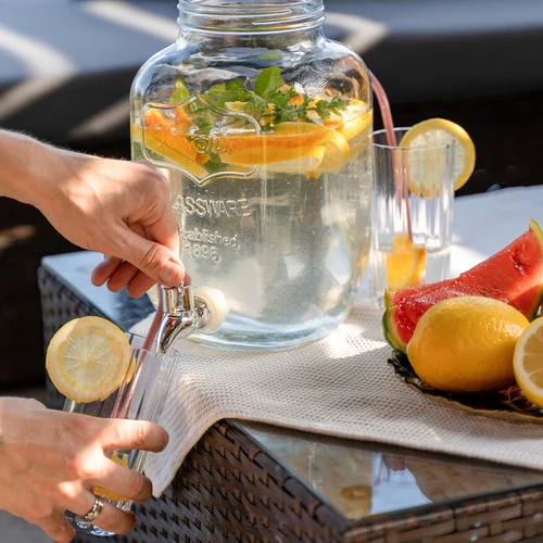 Borcan pentru limonadă, cu robinet - din sticlă, 4 L - 7